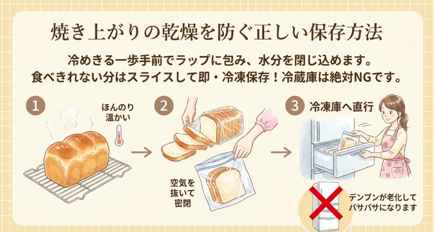 焼き上がりの乾燥を防ぐ正しい保存方法