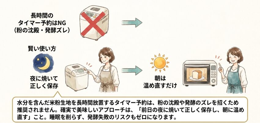 朝食に間に合うタイマー機能の賢い使い方