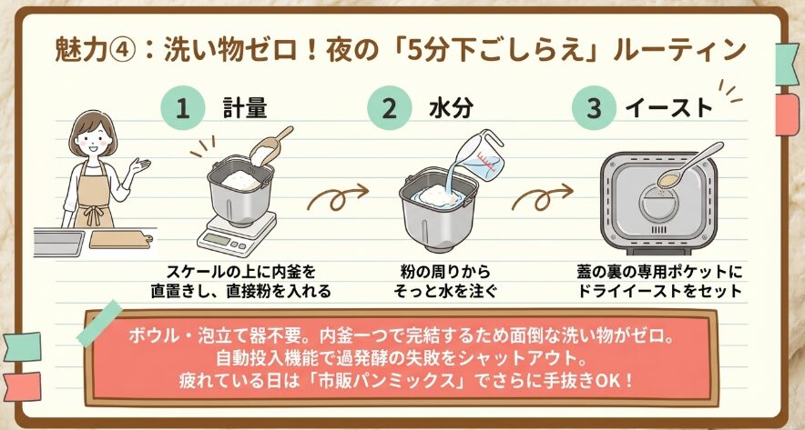 夜仕込むだけで完了する簡単パン下ごしらえ