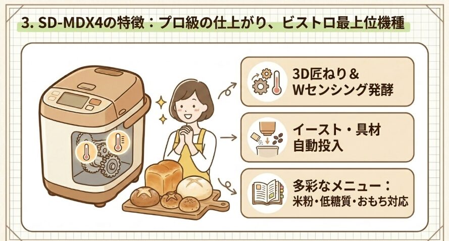 ホームベーカリー ビストロ SD-MDX4の特徴