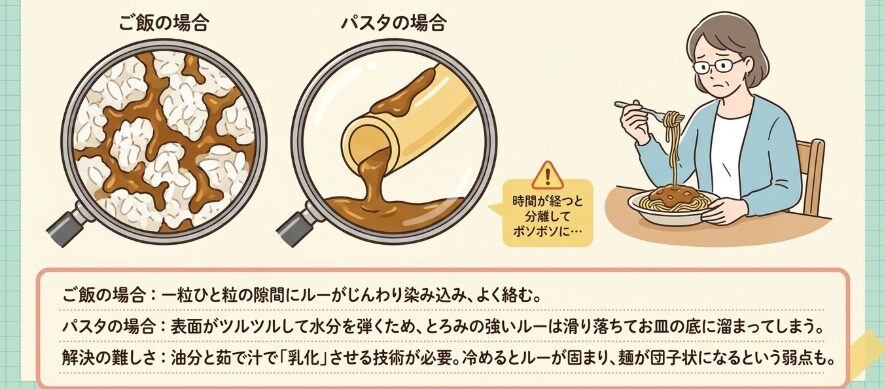 麺にルーが絡みにくい?調理面での意外な盲点