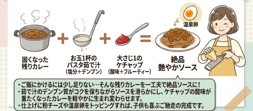 残ったカレーを絶品パスタに変えるリメイク術