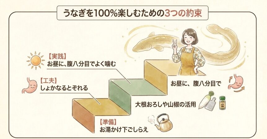うなぎの消化を助けて栄養を効率よく摂る方法のまとめ