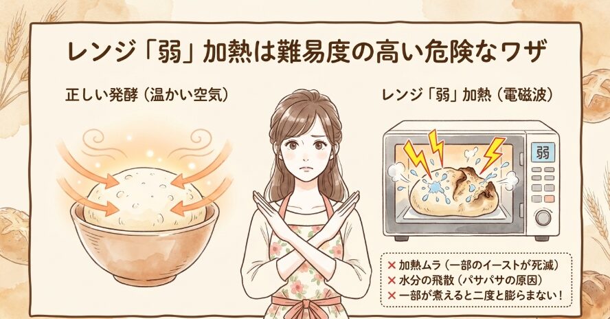 電子レンジの「弱」加熱で代用できる?
