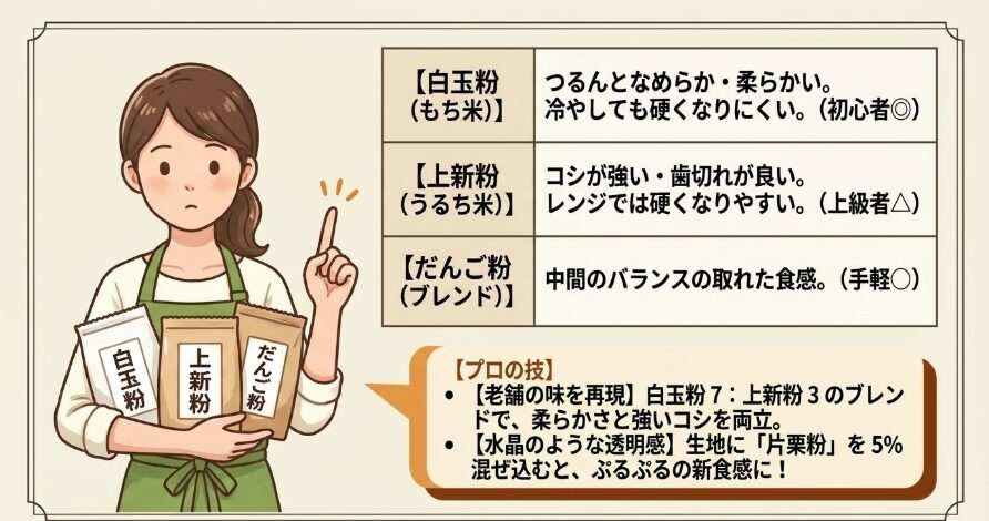 片栗粉？上新粉？使用する粉の種類でここまで変わる食感の特徴と使い分け