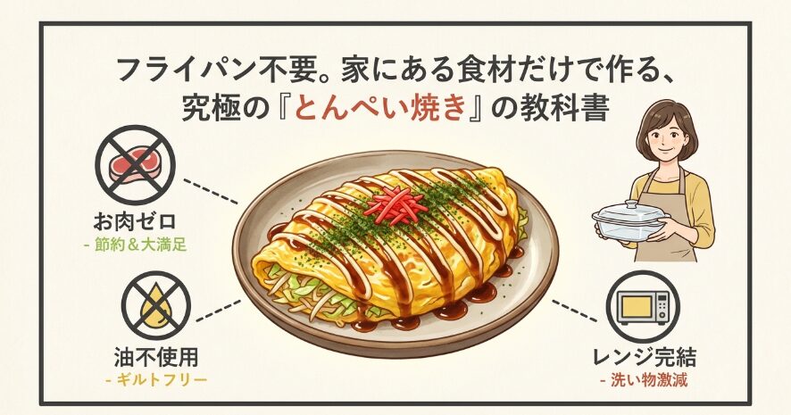 レンジで即攻！お肉なしでも大満足な『極旨とんぺい焼き』