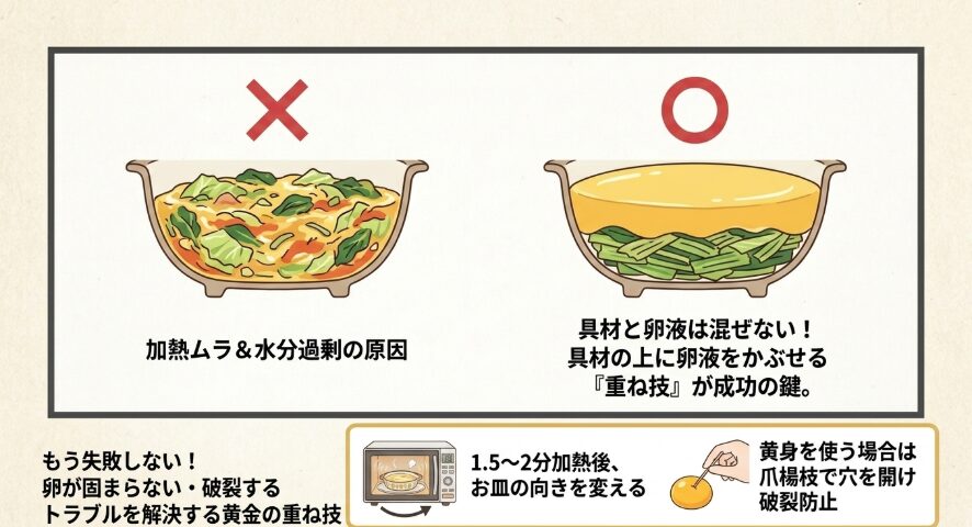 卵が固まらない・破裂するトラブルを解決する黄金の重ね技