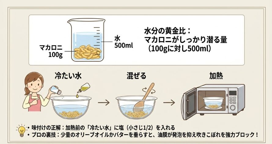 水の量と塩を投入するベストなタイミング