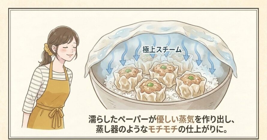 4. 【パサつき防止】ぬれふきん代わりの「極上スチーム効果」