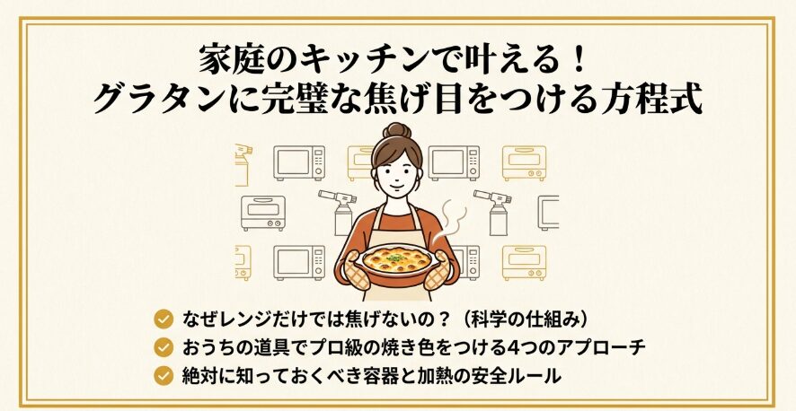 電子レンジでグラタンに焦げ目をつける方法