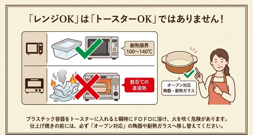 電子レンジ加熱OKの表示はオーブンやトースターでも使えるではない