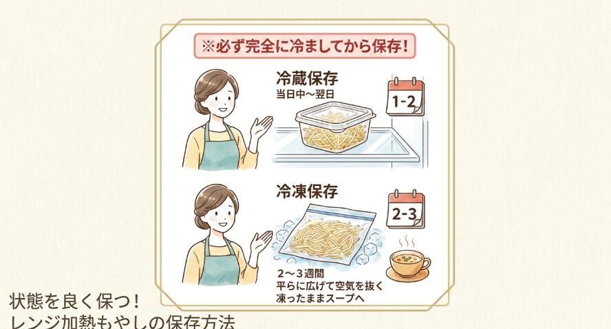 状態を良く保つ!レンジ加熱もやしの保存方法