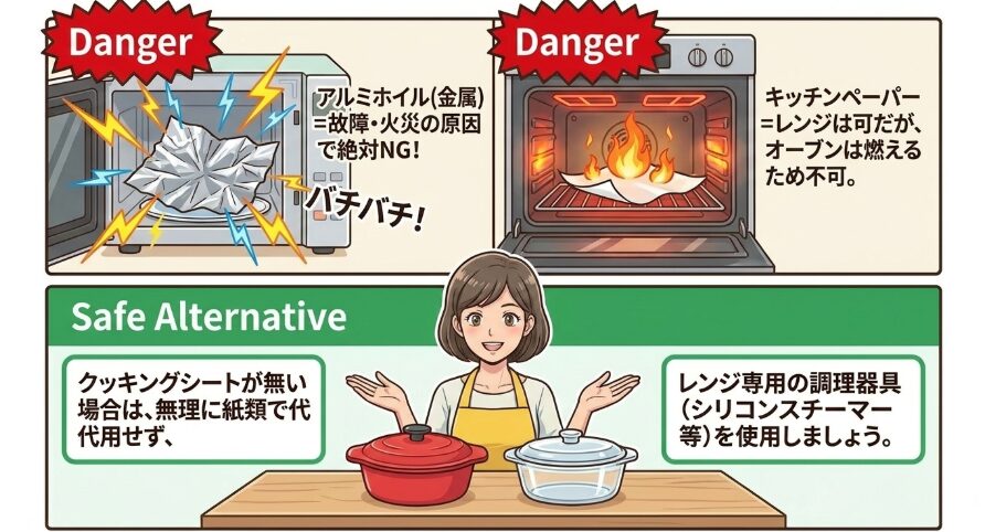 アルミホイルは代用できる?他素材の危険性と適切な代替案
