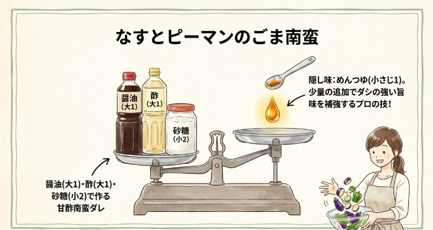 なすとピーマン、めんつゆで作るおすすめレンジ料理