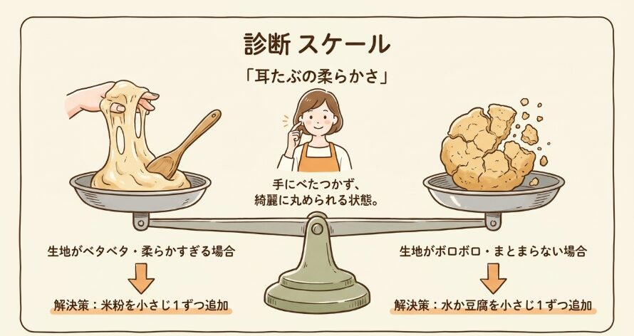 失敗を防ぐ生地の固さ調整と便利な下ごしらえ