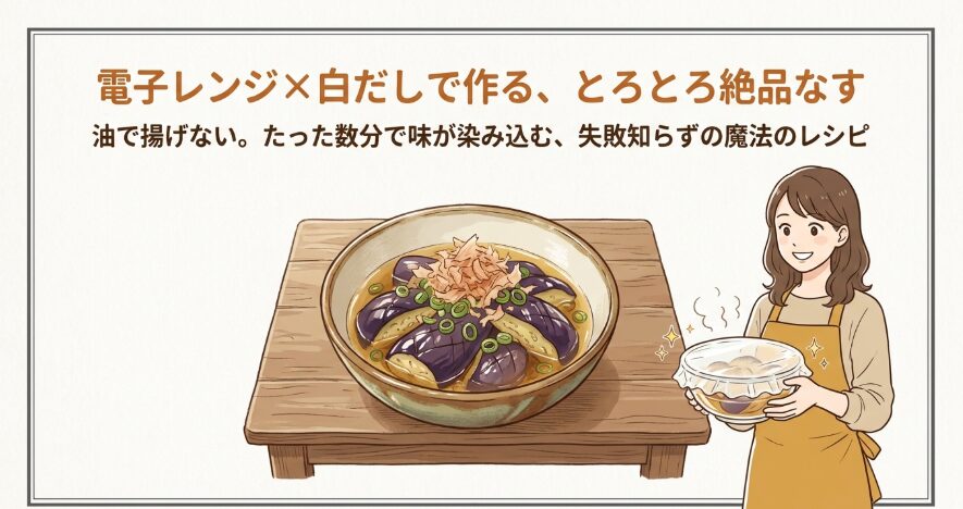 なすの白だしレンジ調理！