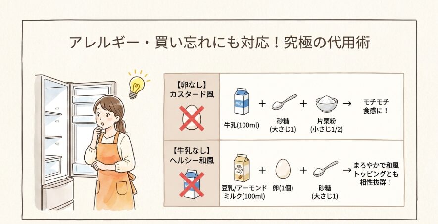 卵や牛乳を使わなくても美味しく作る方法