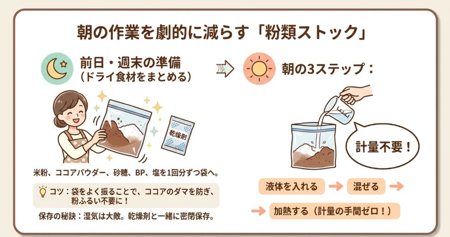 朝の時短を叶える粉類の事前下ごしらえテク