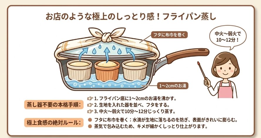 フライパンで蒸し上げるふっくら本格手順