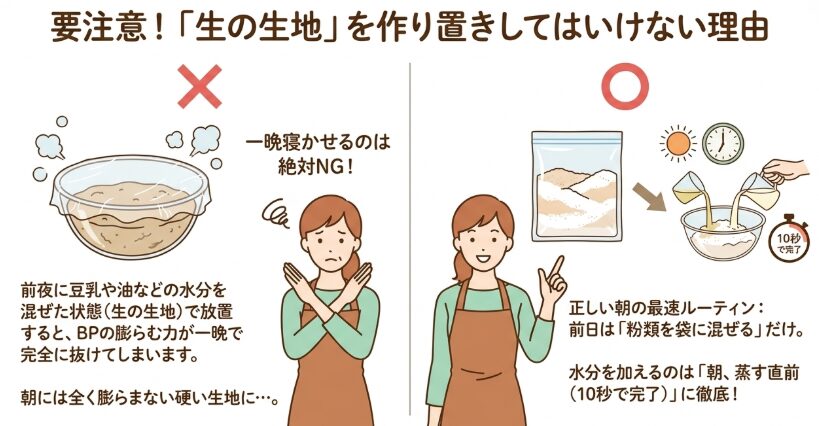 前日に下ごしらえして朝すぐに蒸す保存法