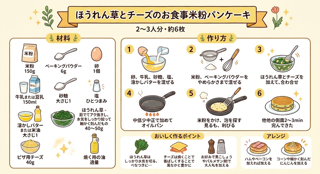 ほうれん草とチーズのお食事パンケーキ