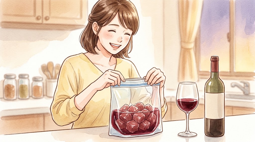 赤ワインに漬け込む下ごしらえ