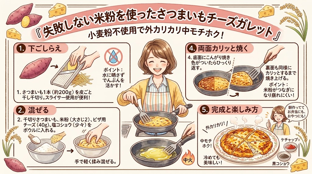 失敗しない米粉を使ったさつまいもチーズガレット