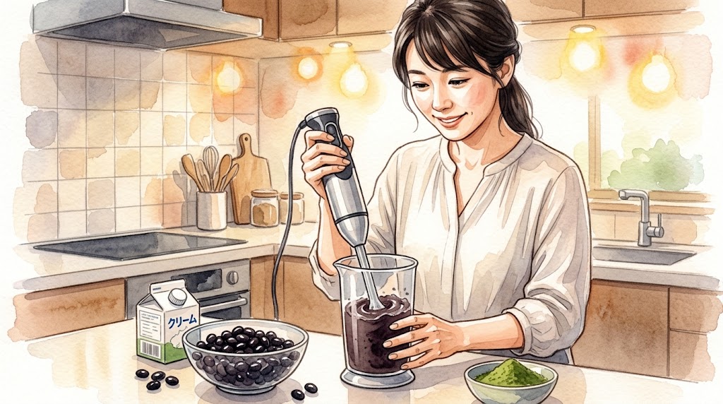 ミキサーで滑らかにして黒豆ポタージュやディップ
