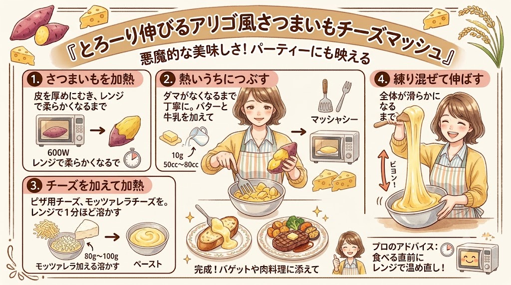 とろーり伸びるアリゴ風さつまいもチーズマッシュ