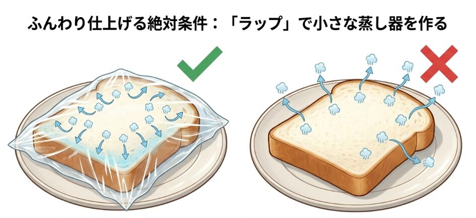 ラップを使ってふわふわに仕上げる方法