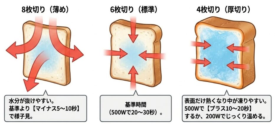 6枚切り・8枚切り・厚切りで時間と注意点