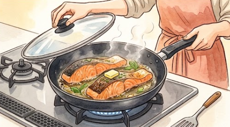 フライパンで作るふっくら蒸し焼き