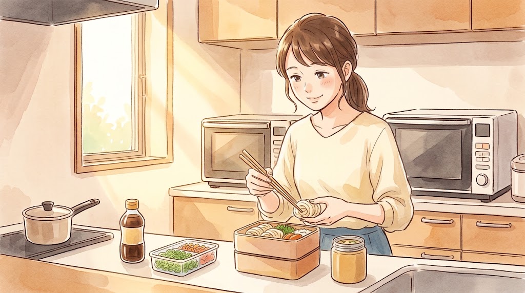 お弁当箱への詰め方と一口サイズに丸める技