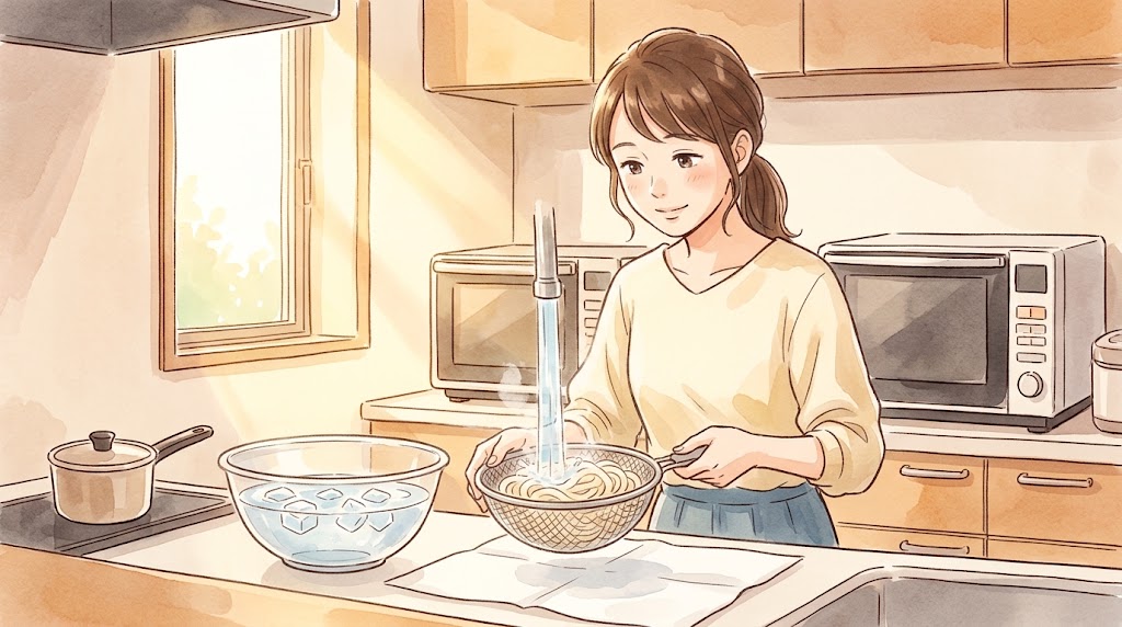 流水と氷水で締めるぬめり取りのステップ