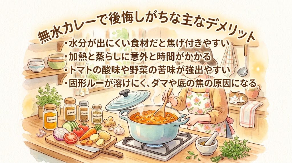無水カレーで後悔しがちな主なデメリット