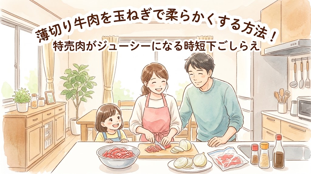 薄切り牛肉を玉ねぎで柔らかくする方法！